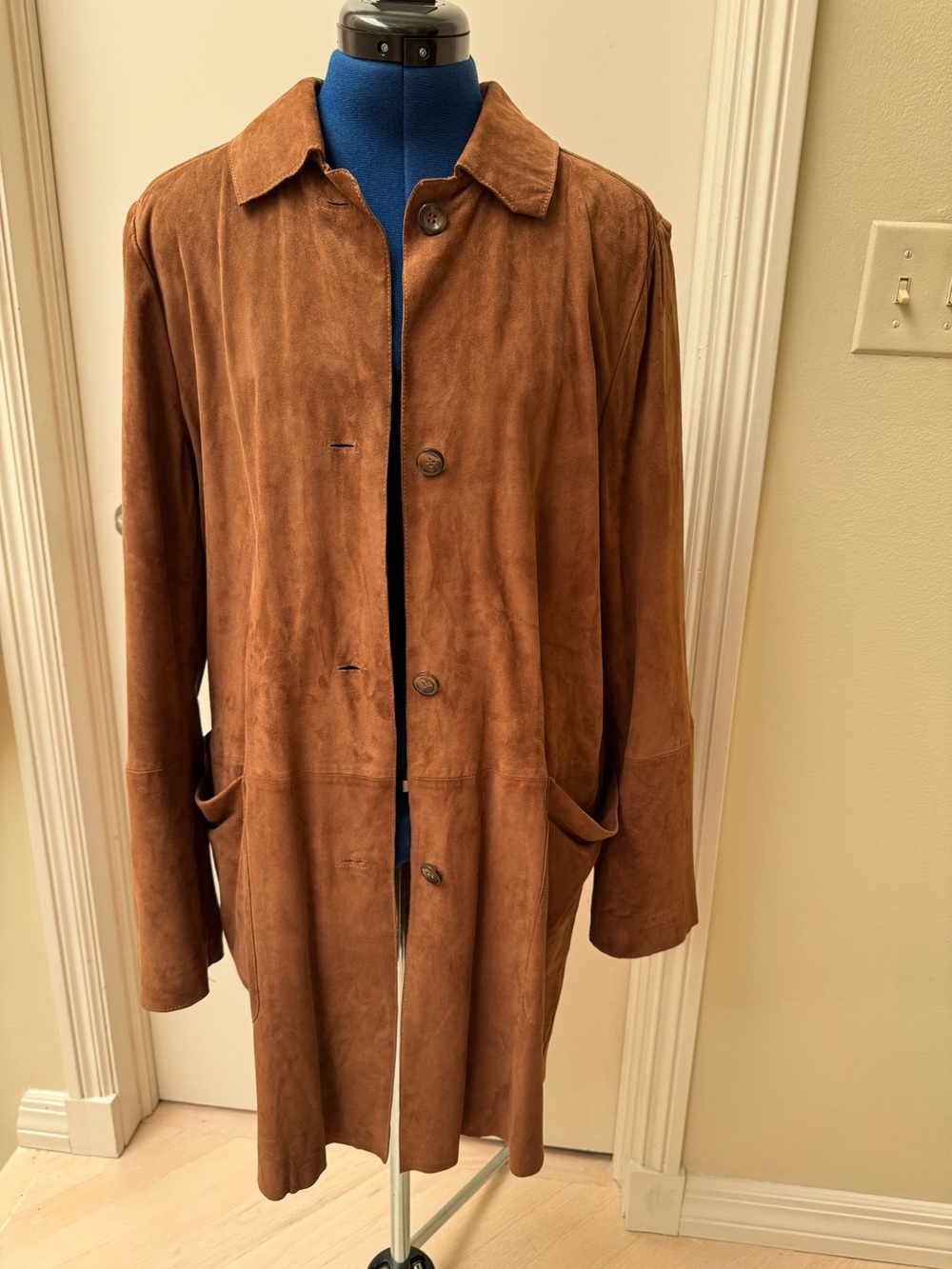 Zara Suede Trench Coat in Rich Brown